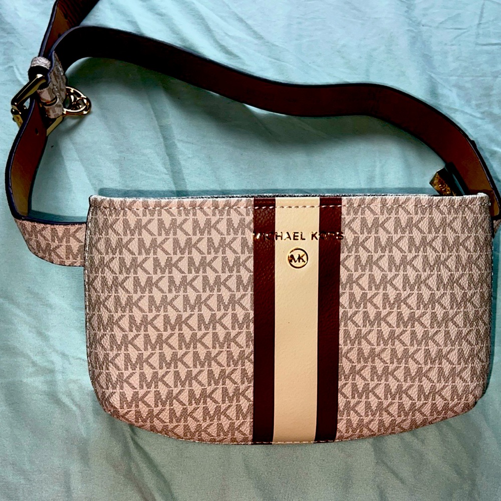 NEW/ Never Used Michael Kors White and brown waist belt size S/M